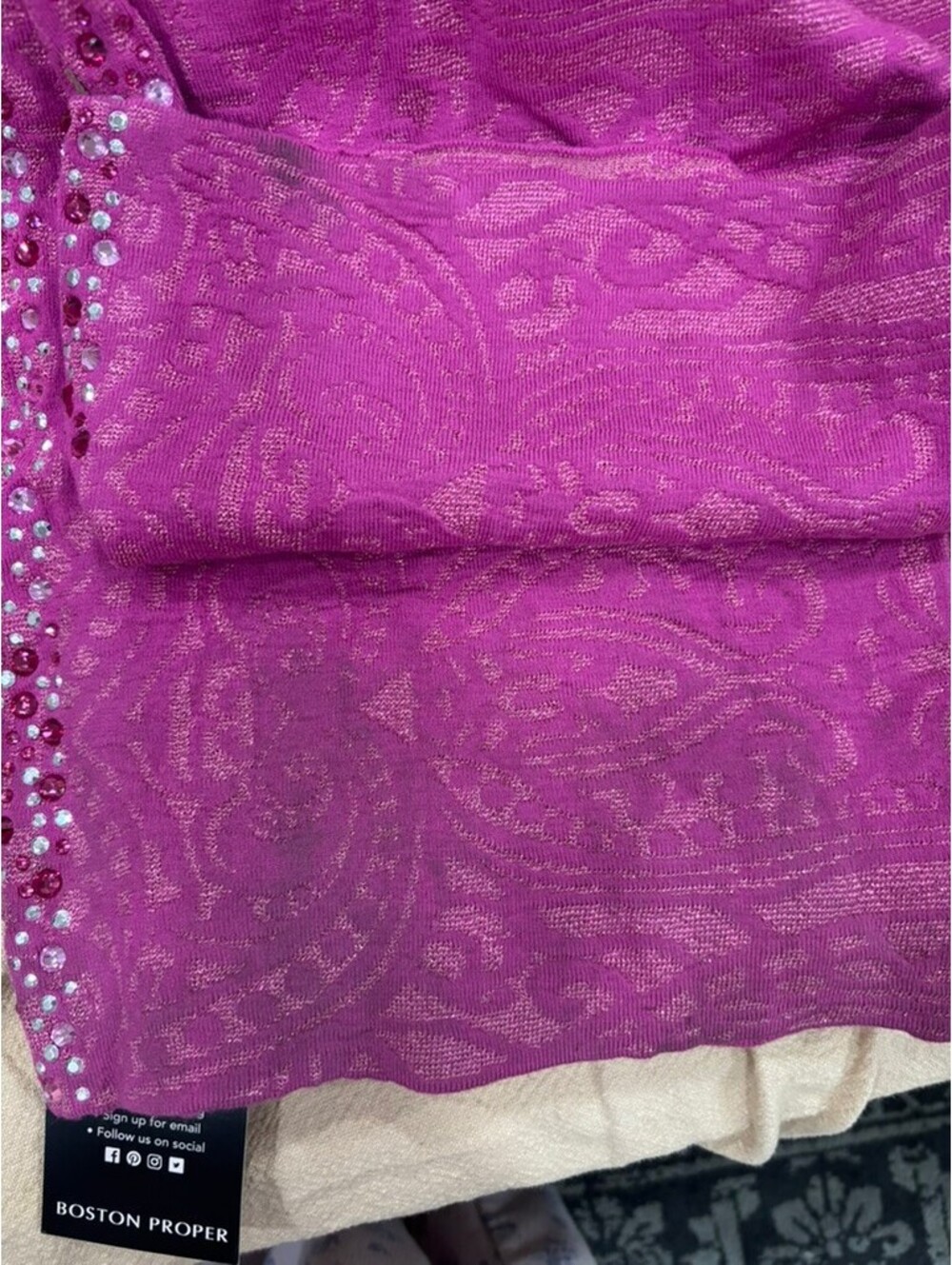 Purple Paisley Patterned Set with Rhinestone Detailing - Picture 9 of 15